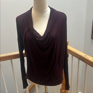 Splendid Draped Cowl Neck Long Sleeve Top - Deep Plum
